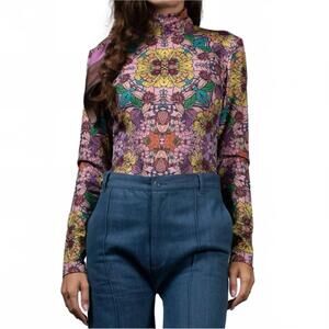 NEW NUVULA long sleeve turtleneck bodysuit in golden garden